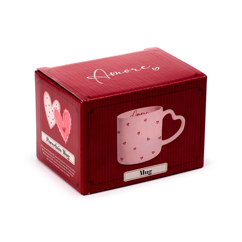 TAZA DE PORCELANA C/ASA CORAZONES AMORE