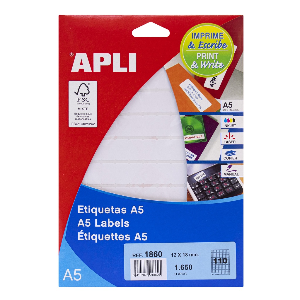 ETIQUETAS APLI REF 1860 12X18