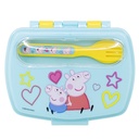SANDWICHERA RECTANGULAR + CUBIERTOS PEPPA PIG