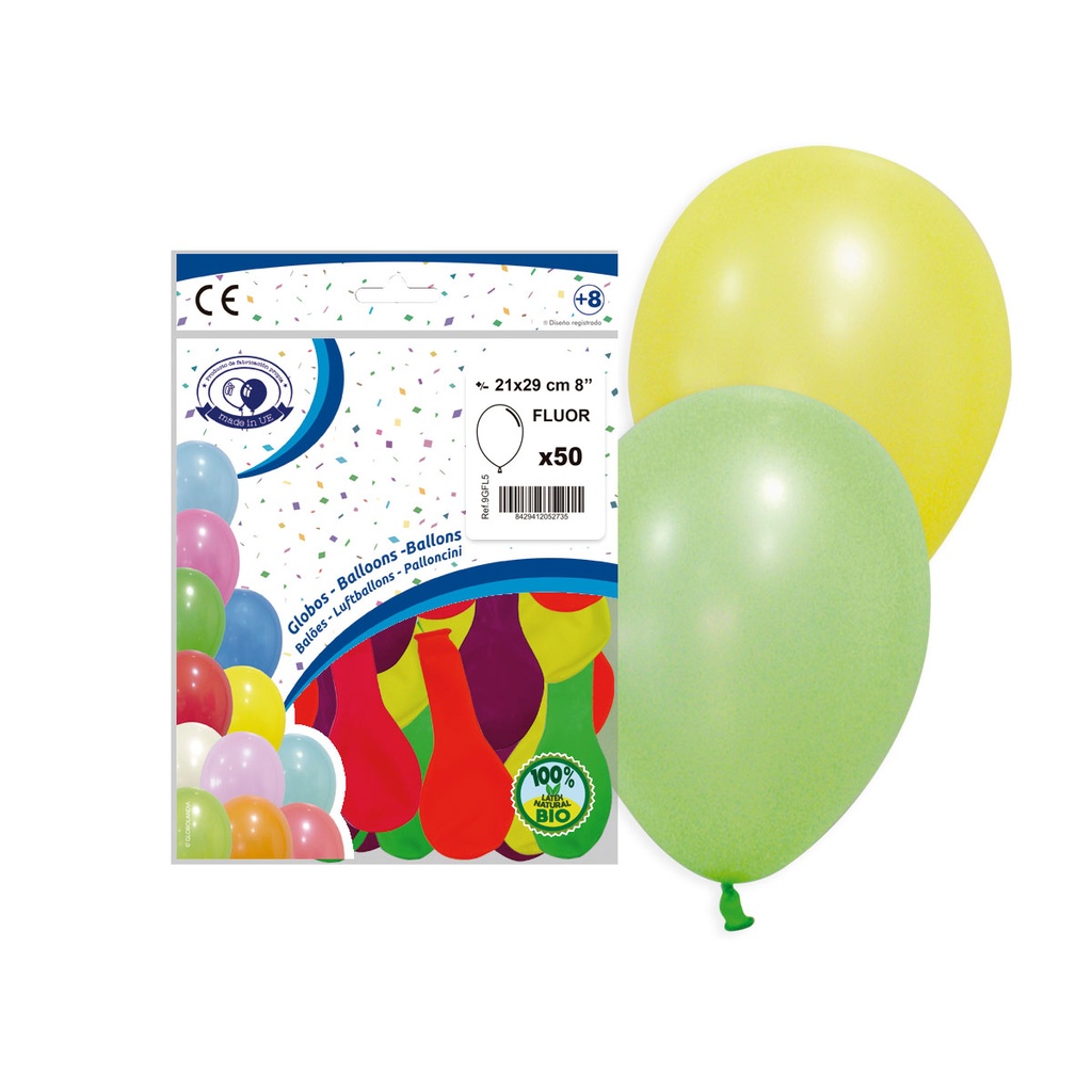 BOLSA 50 GLOBOS 9GLF FLUOR MIX