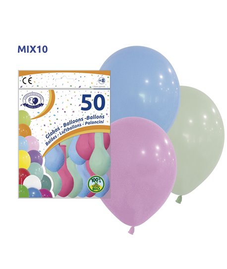 BOLSA 50 GLOBOS ROSA-CELESTE-VERDEMENTA