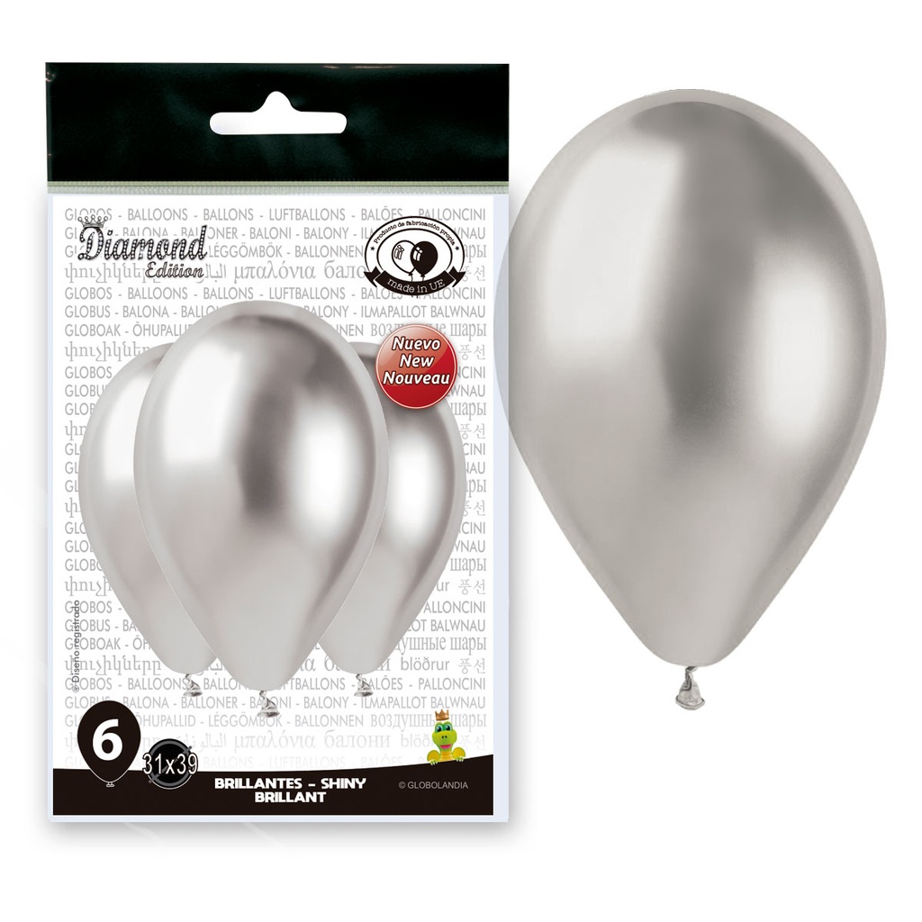 BOLSA 6 GLOBOS 14SH-89 PLATA ESPEJO