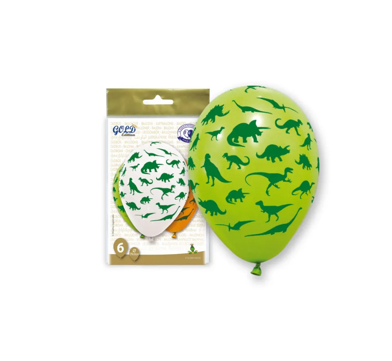 BOLSA 6 GLOBOS 12GPI TLP DINOSAURIOS