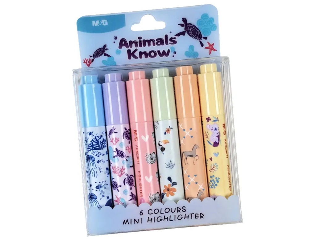 BLISTER 6 SUBRAYADORES ANIMALS