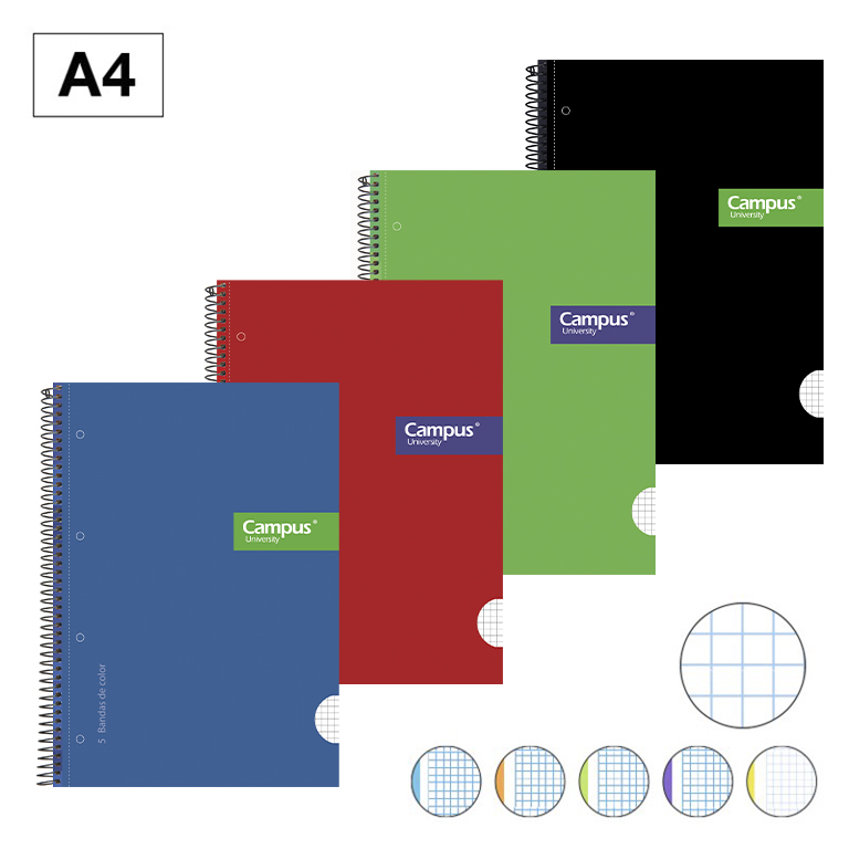 BLOC ESPIRAL CAMPUS A4 T.EXTRA MICROPERF. 160H 70G 5MM