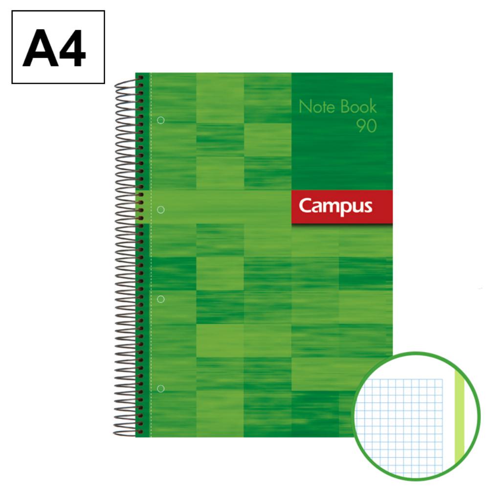 BLOC ESPIRAL CAMPUS A4 TAPA EXTRADURA MICROPERFORADO 80 HOJAS 90G CUADRICULA 5 MM VERDE