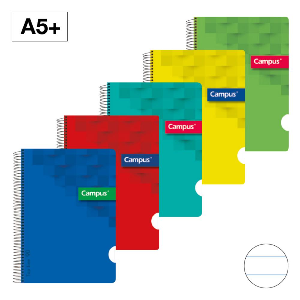 BLOC ESPIRAL CAMPUS A5+T.PLASTICO 80H 90G RAYADO HORIZONTAL