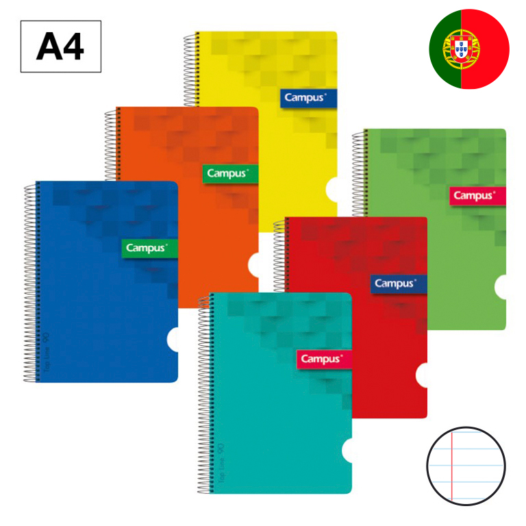 BLOC ESPIRAL CAMPUS A4 T.PLASTICO 80H 90G RAYADO HORIZONTAL DOBLE MARGEN