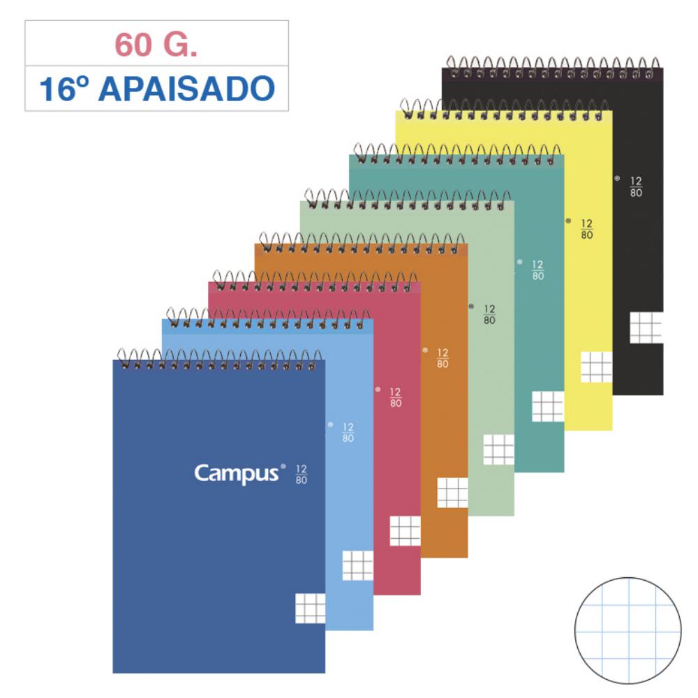 BLOC ESPIRAL CAMPUS 16º APAISADO T.BASICA 80H 60G CUADRICULA 4MM