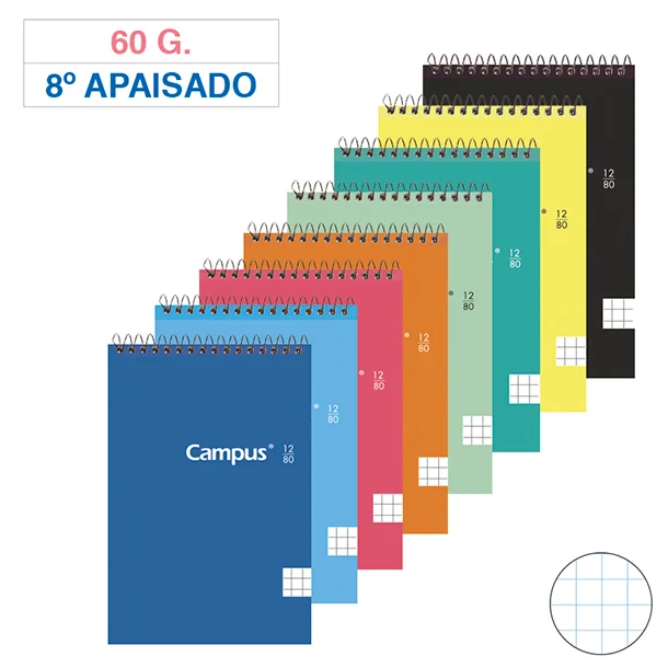 BLOC ESPIRAL CAMPUS 8º PAPISADO T.BASICA 80H 60G CUADRICULA 4MM
