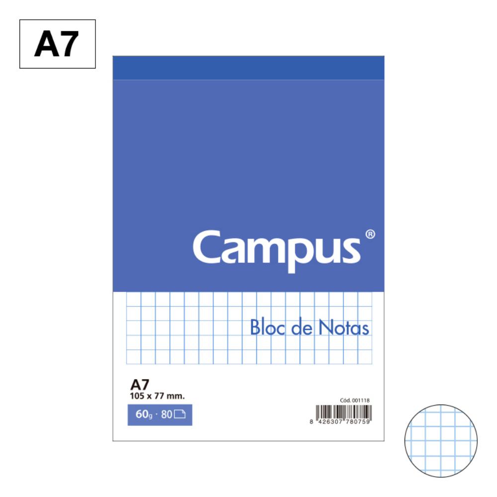 BLOC NOTAS MICROPERF. CAMPUS A7 60G 80H CUADRICULA 4MM
