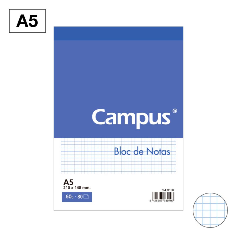 BLOC NOTAS MICROPERF. CAMPUS A5 60G 80H CUADRICULA 4 MM