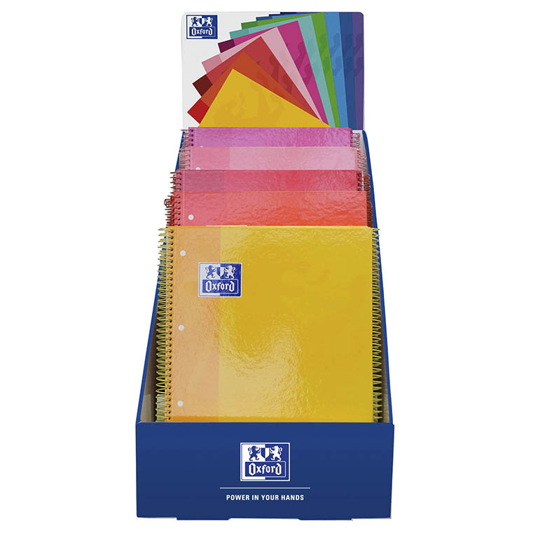 BLOC ESPIRAL OXFORD A4+ TAPA EXTRADURA 80 HOJAS CUASDRÍCULA 5 MM EXPOSITOR 25 UD