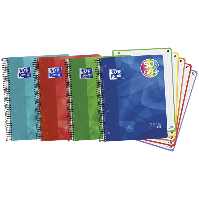 BLOC ESPIRAL OXFORD A4+TAPA PLASTICO 120 HOJAS CUADRICULA 5MM