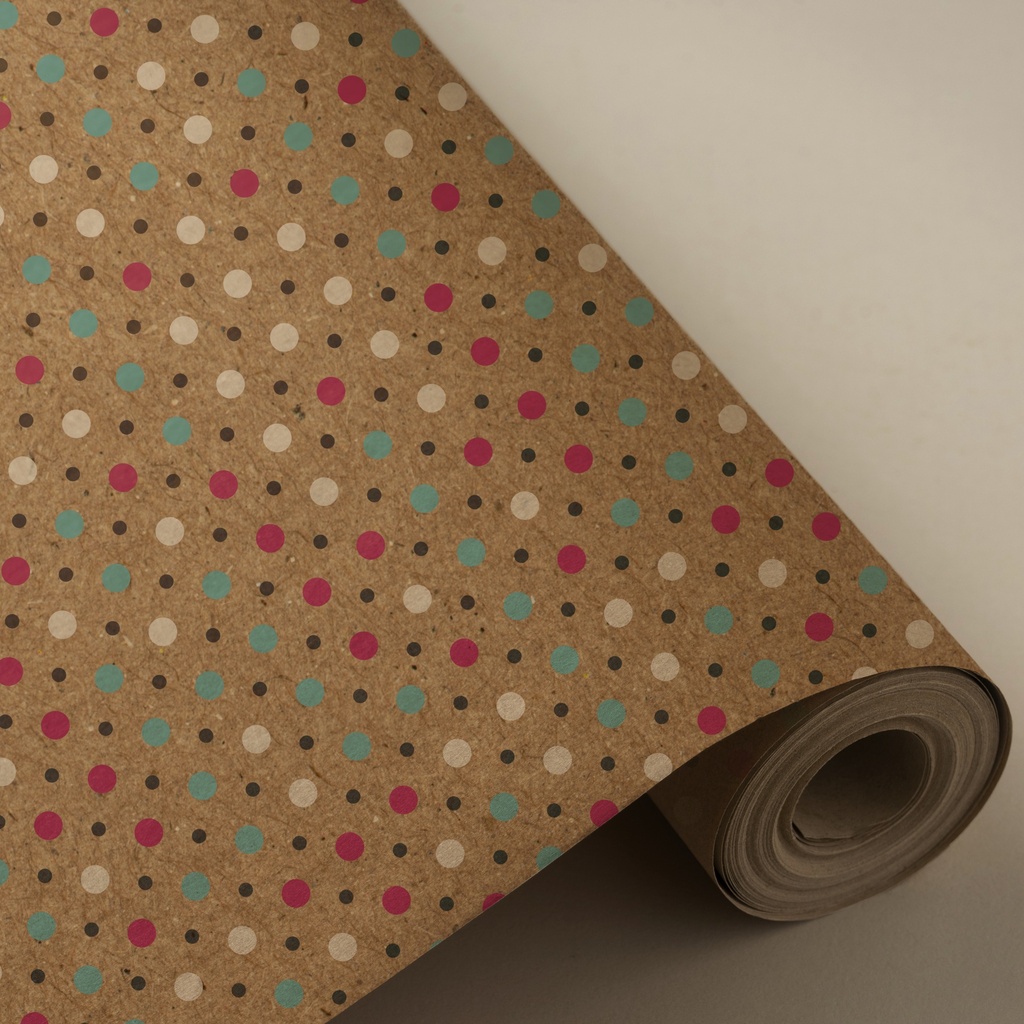 BOBINA 62CM KRAFT RECICLADO PUNTITOS COLORES