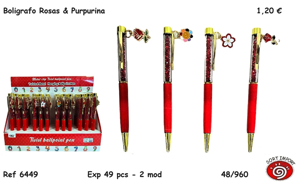 BOLIGRAFO ROSAS&PURPURINA 6449