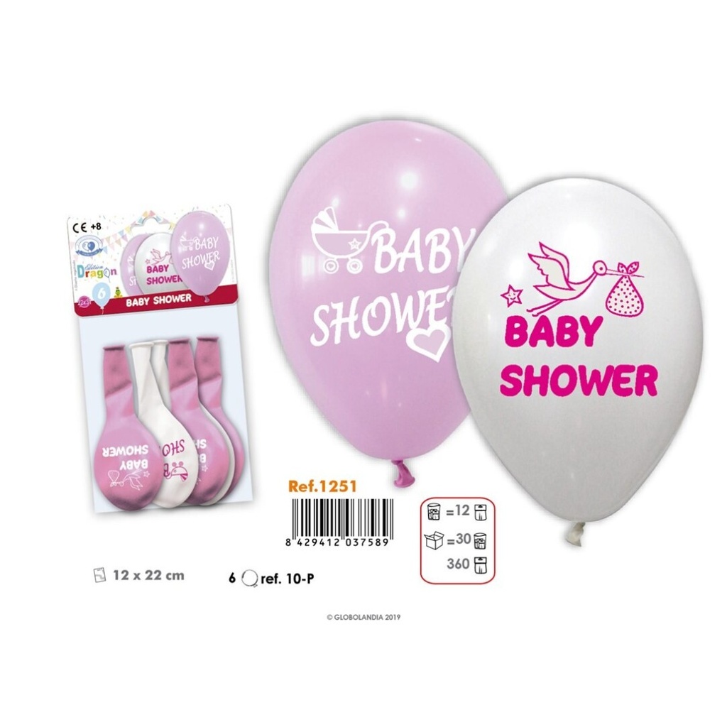 BOLSA 6 GLOBOS BABY SHOWER NIÑA 1251