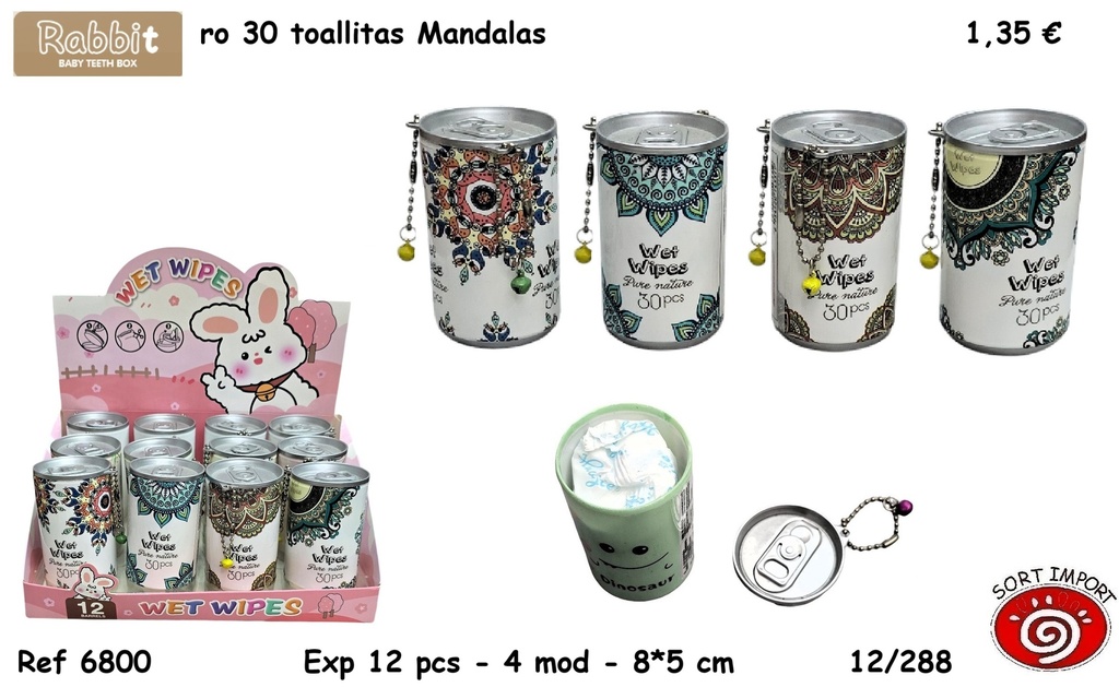 BOTE 30 TOALLITAS MANDALAS 6800