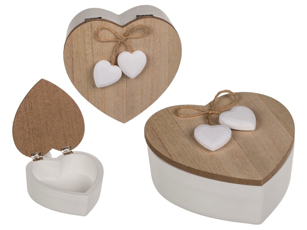 CAJITA BLANCA MADERA CORAZON