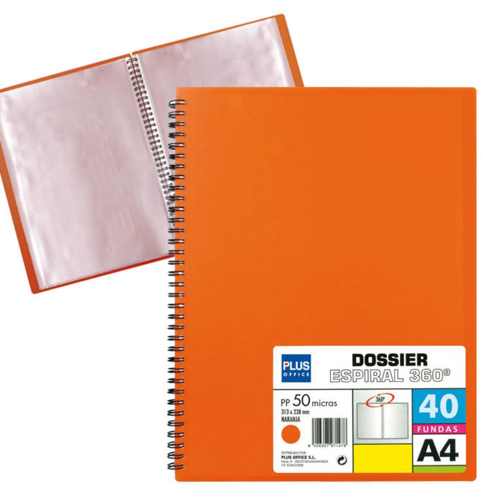 CARPETA 40 FUNDAS ESPIRAL NARANJA