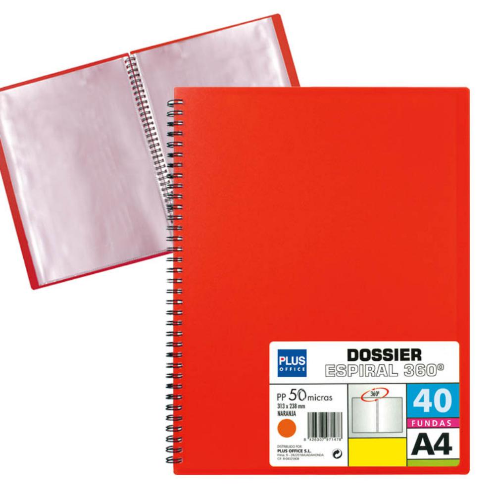 CARPETA 40 FUNDAS ESPIRAL ROJO