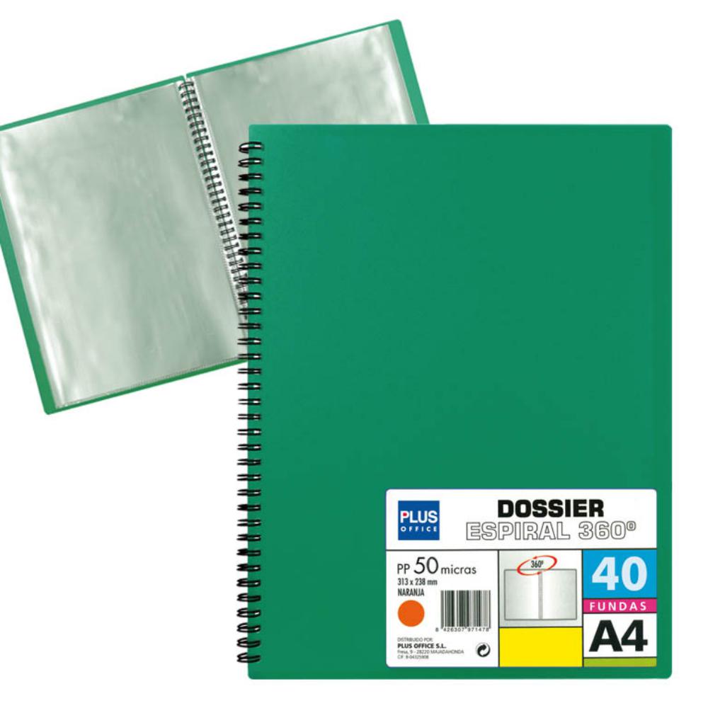 CARPETA 40 FUNDAS ESPIRAL VERDE
