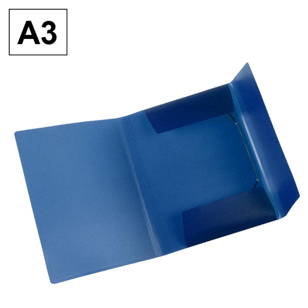 CARPETA PLASTICO SOLAPAS A3 AZUL