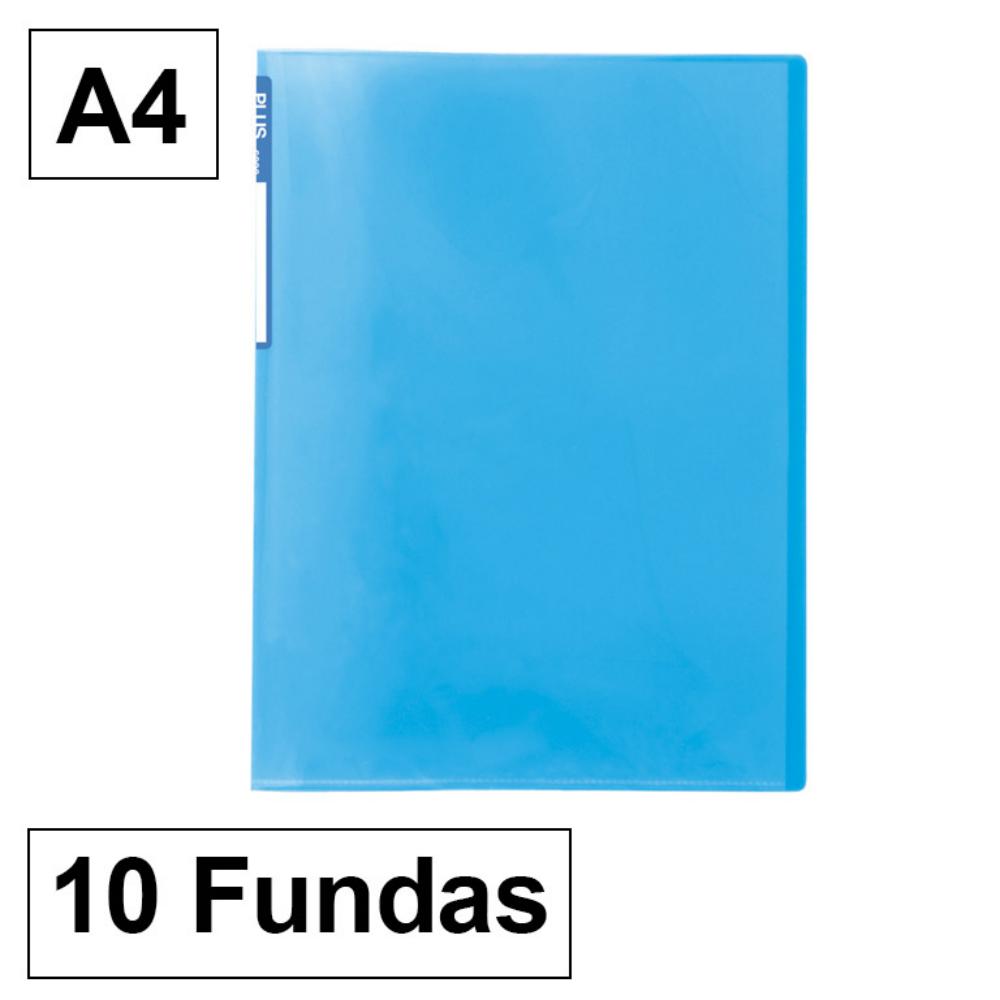 CARPETA TRASLUCIDA 10 FUNDAS AZUL