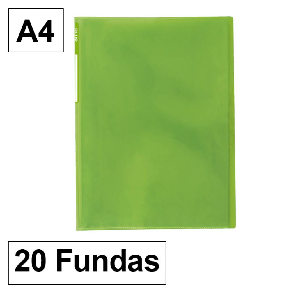 CARPETA TRASLUCIDA 20 FUNDAS VERDE