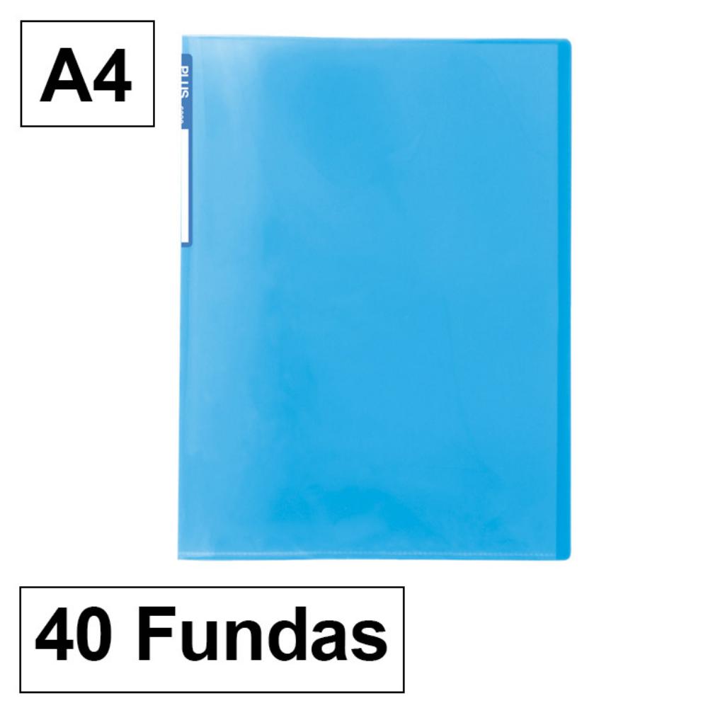 CARPETA TRASLUCIDA 40 FUNDAS AZUL
