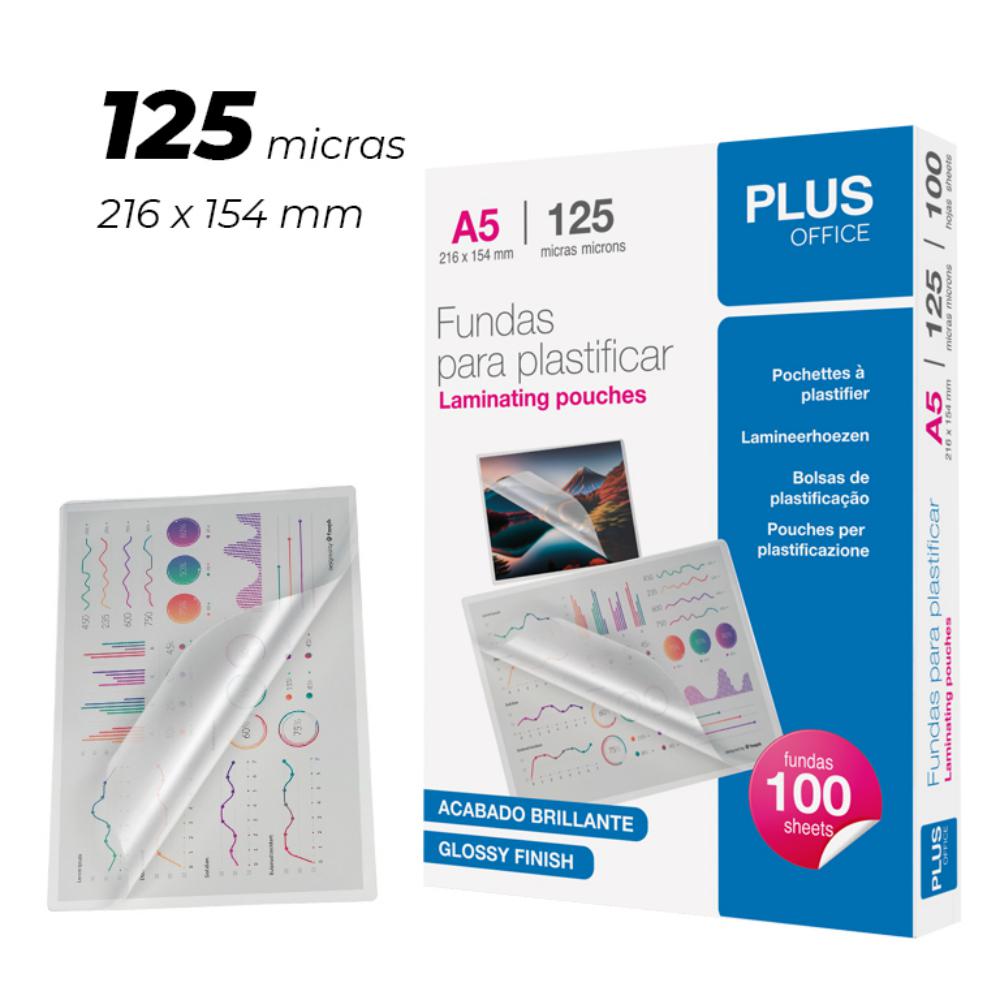 FUNDA PLASTIFICAR PLUS OFFICE A5 216x154MM 125 MICRAS