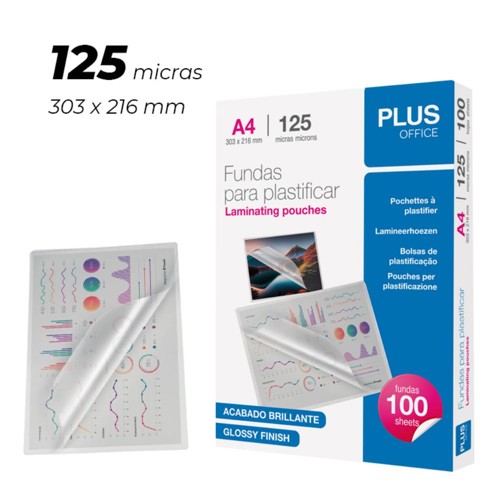 FUNDA PLASTIFICAR PLUS A4 303x216MM 125 MICRAS