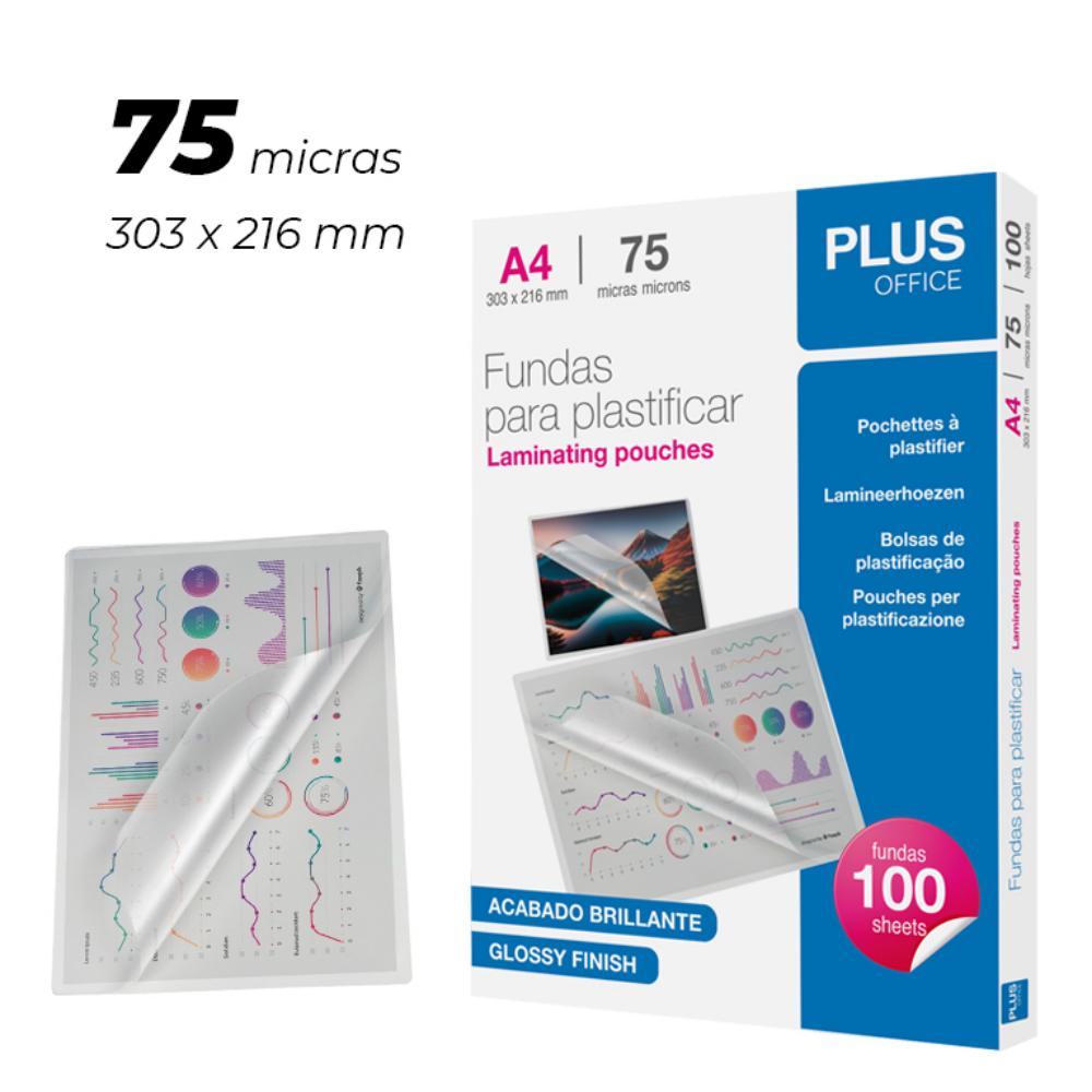 FUNDA PLASTIFICAR PLUS A4 303x216MM 75 MICRAS