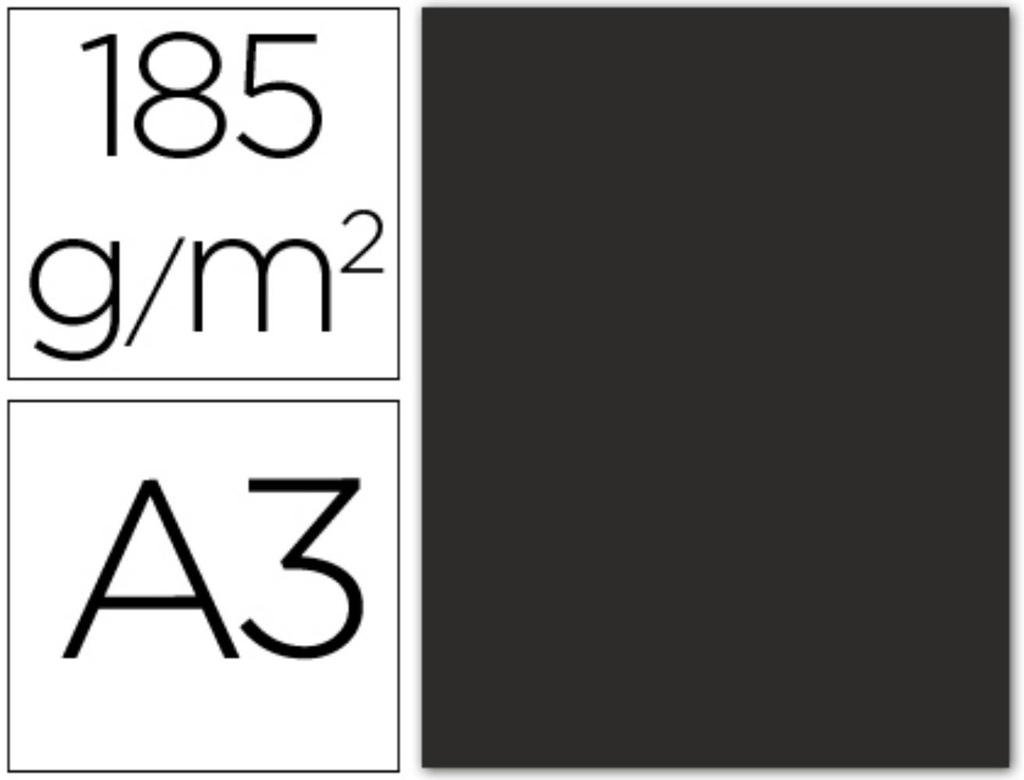 CARTULINA A3 GUARRO NEGRO 185G