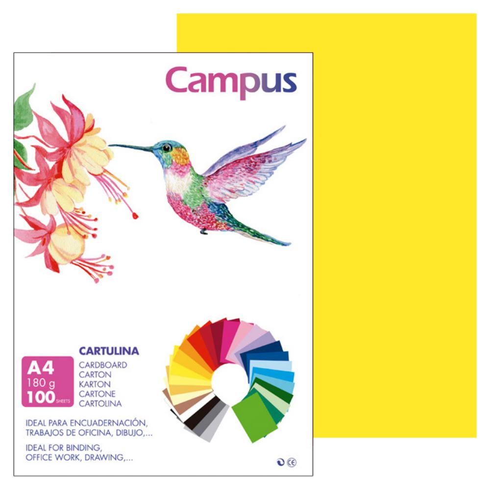 CARTULINA A4 MAKRO AMARILLO CANARIO 180G 100UD