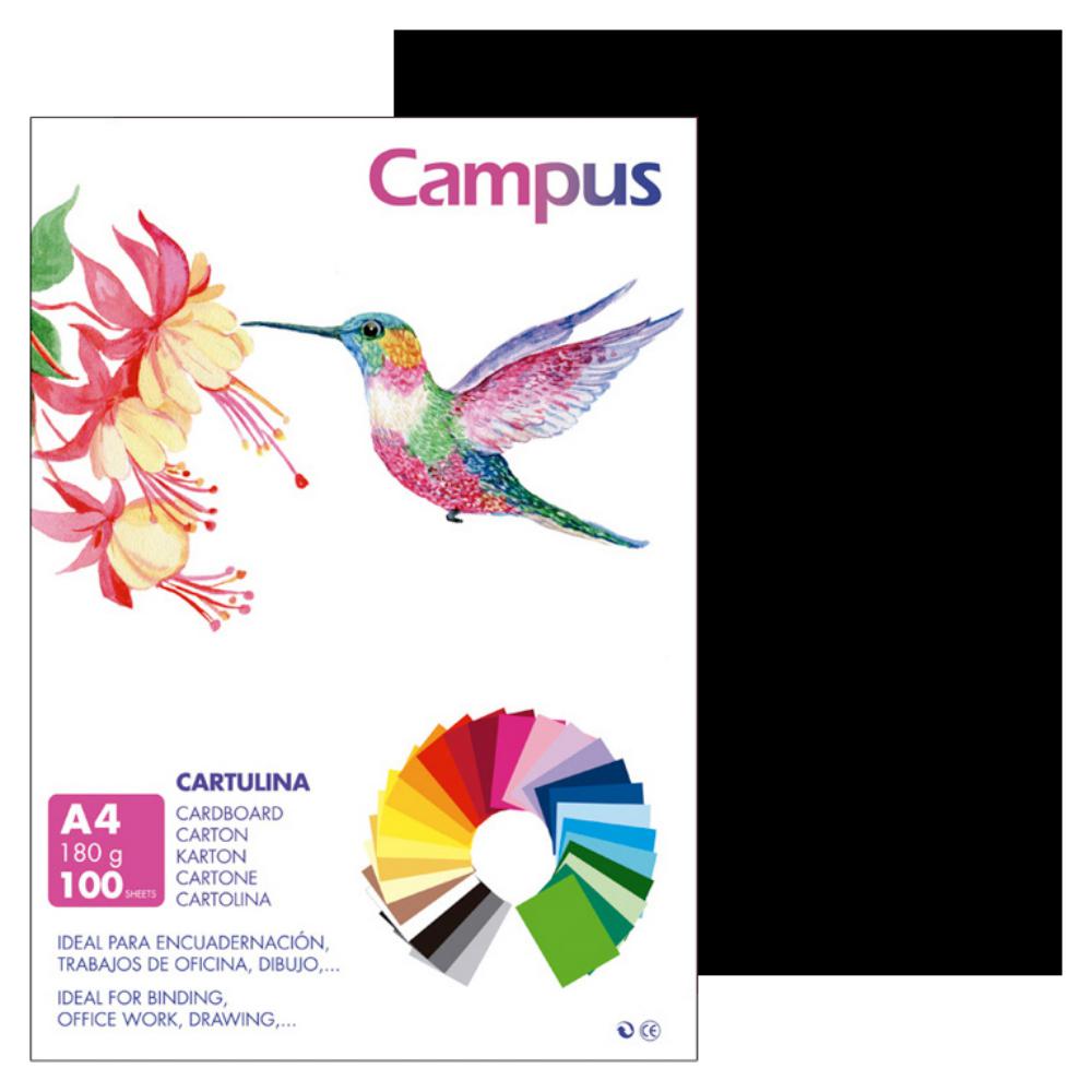 CARTULINA A4 MAKRO NEGRO 180G 100UD