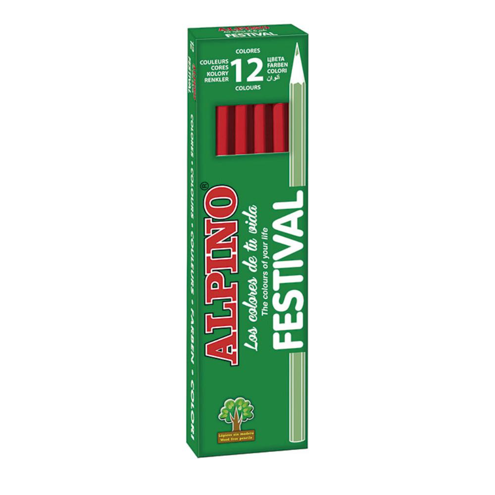 CREYONES ALPINO 12 FESTIV.ROJO