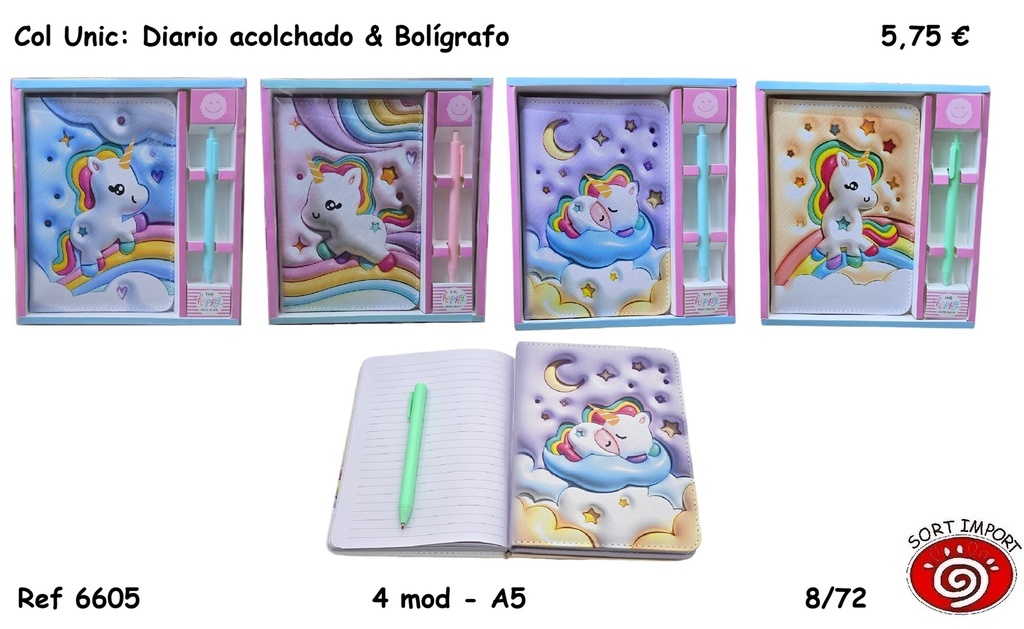 DIARIO ACOLCHADO&BOLIGRAFO 6605