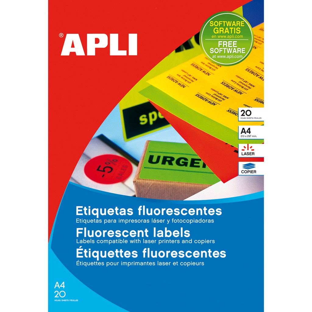 ETIQUETAS APLI FLUOR 2879 NARANJA