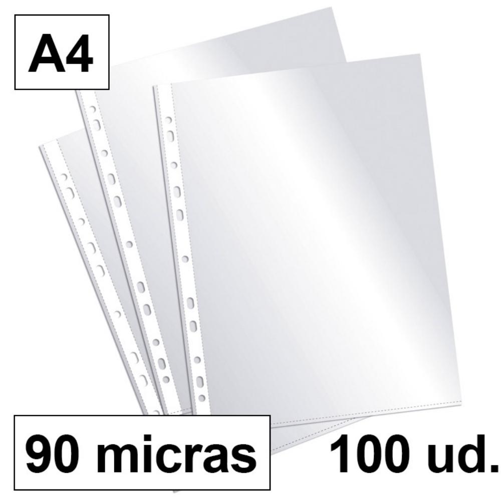 FUNDA MULTITALADRO A4 CRIST.90M 100UD