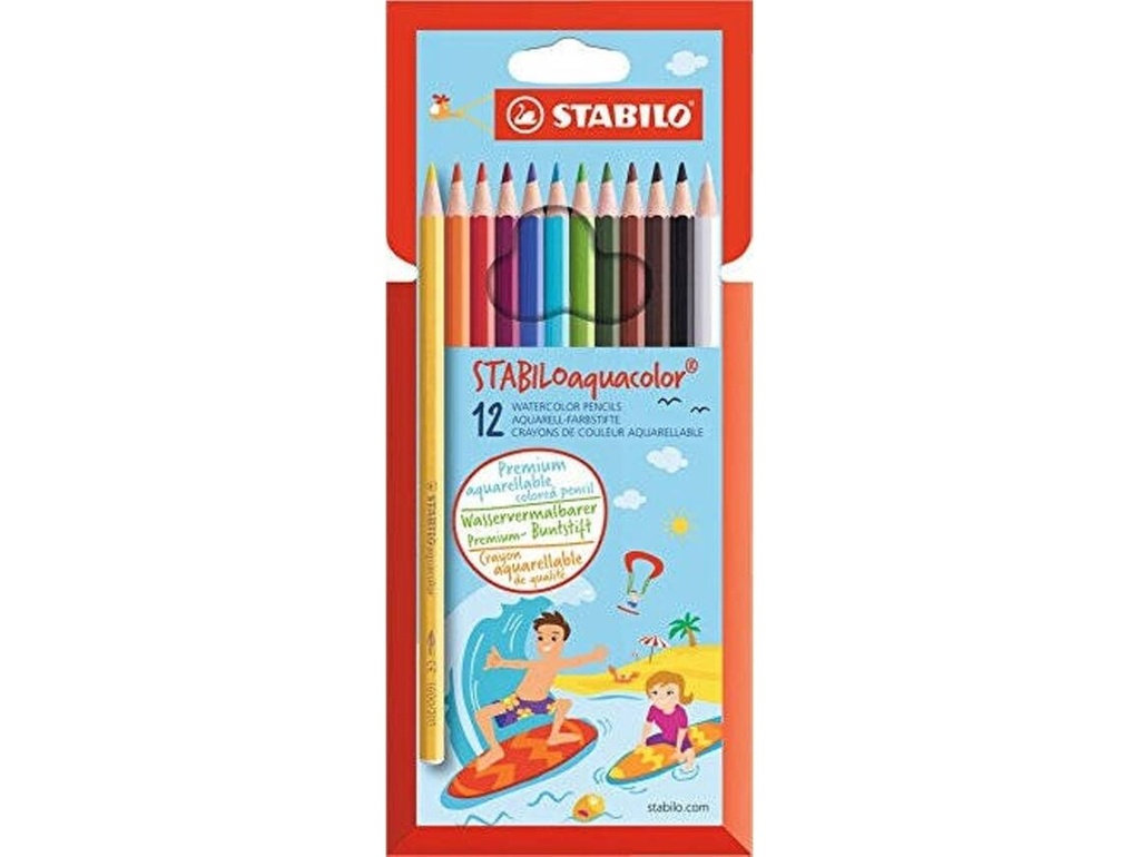 LAPIZ COLOR STABILO ACUARELABLES AQUACOLOR 12U