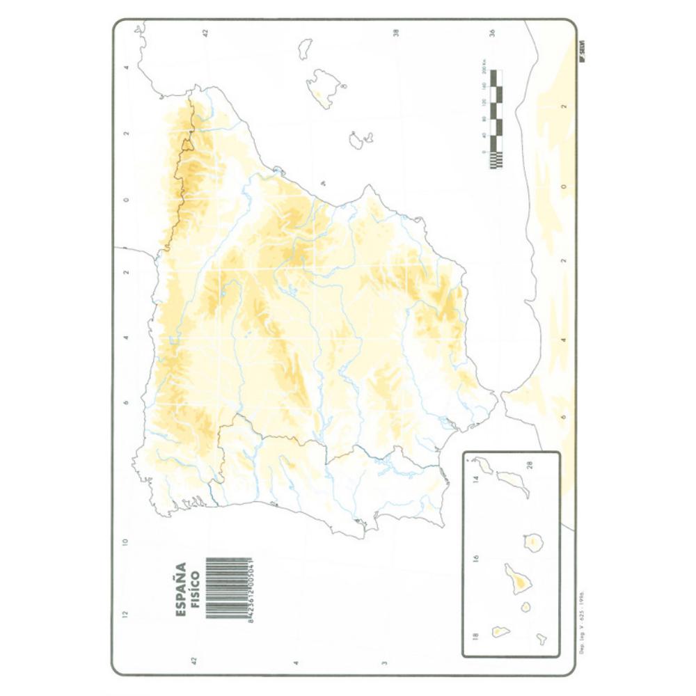 MAPA MUDO ESPAÑA FISICO