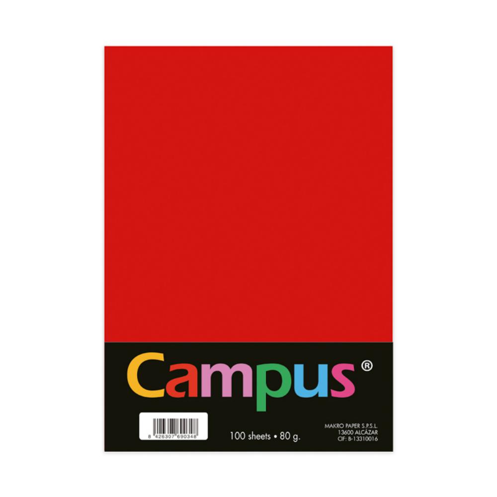 PAPEL A4 80GR 100H ROJO