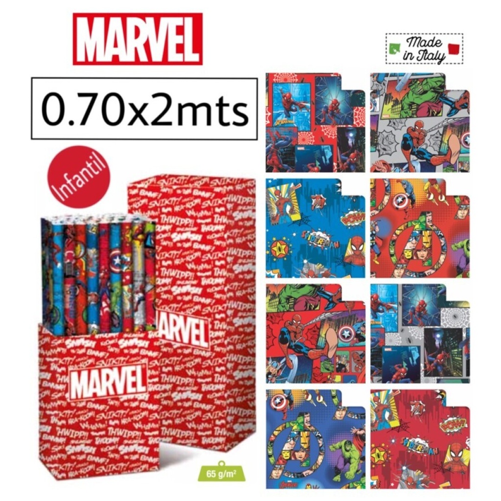 PAPEL REGALO TT MARVEL 0.70x2MTRS 50UD