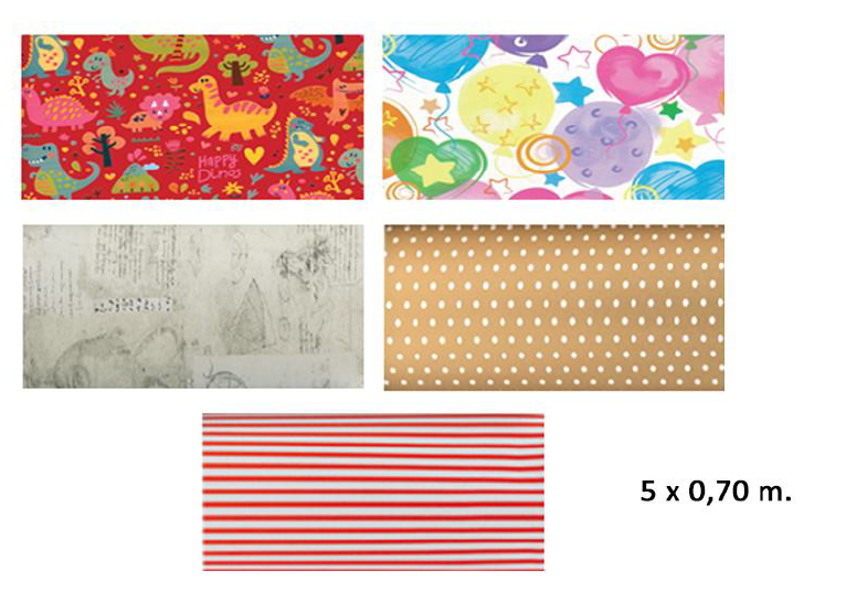 PAPEL REGALO TT SURTIDO 0,7X5MTRS 6575