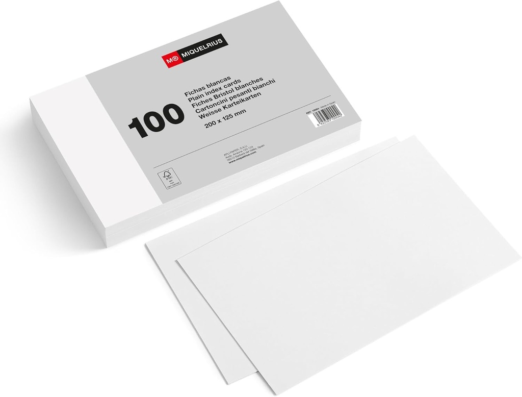 PAQUETE FICHAS LISAS 125X200 100UD