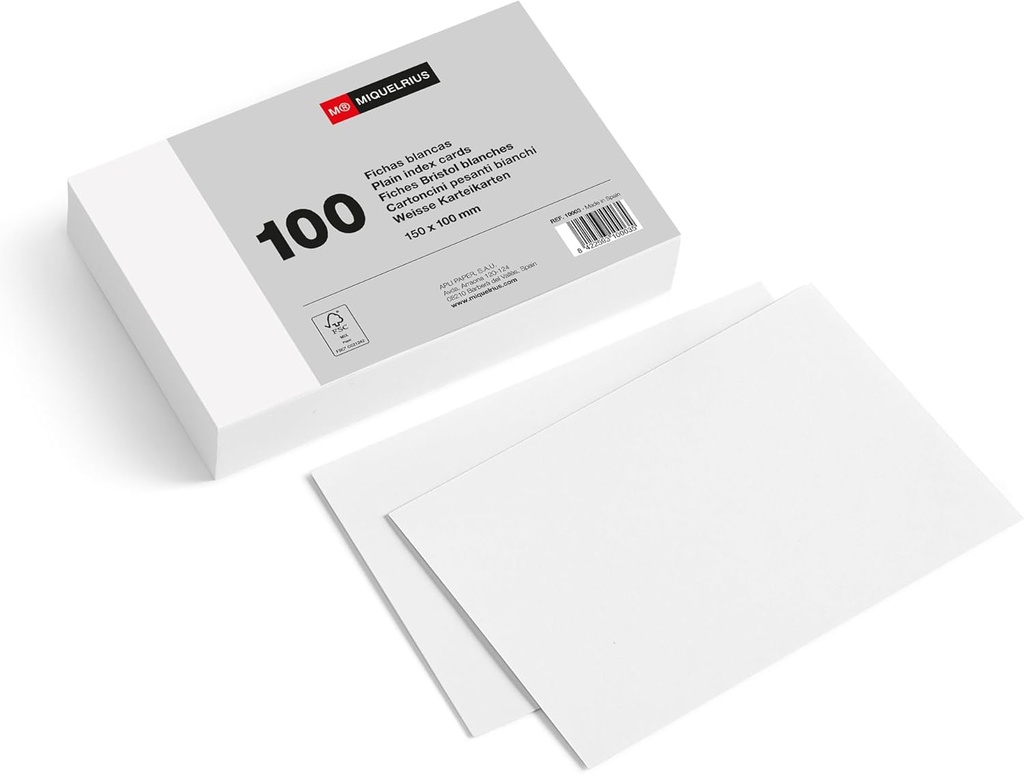 PAQUETE FICHAS LISAS 160X215 100UD