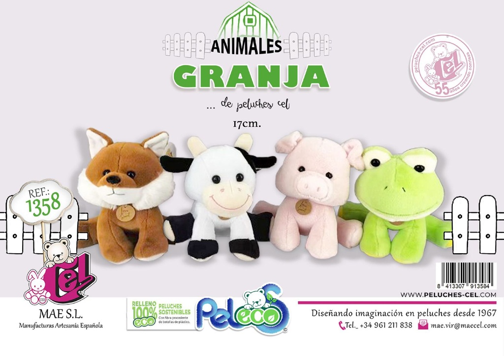 PELUCHE ANIMALES GRANJA SURTIDOS