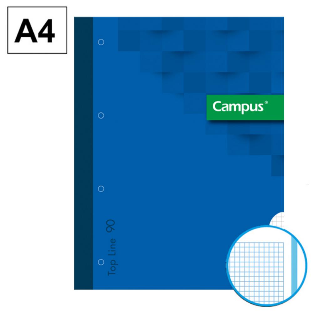 BLOC ENCOLADO DE RECAMBIOS CAMPUS A4 80 HOJAS 90G CUADRICULA 5 MM BANDA AZUL