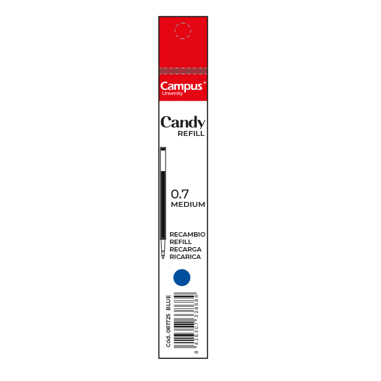 RECAMBIO BOLIGRAFO TINTA GEL CAMPUS CANDY AZUL